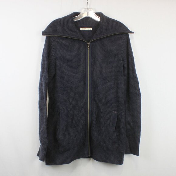 Old Navy Medium Steel Gray Waffle Knit Zip Up Sweater - Picture 1 of 9